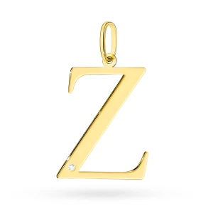 Złota zawieszka literka Z z brylantem Imiona