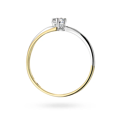 Złoty pierścionek zaręczynowy brylant 0,08ct Klasyka