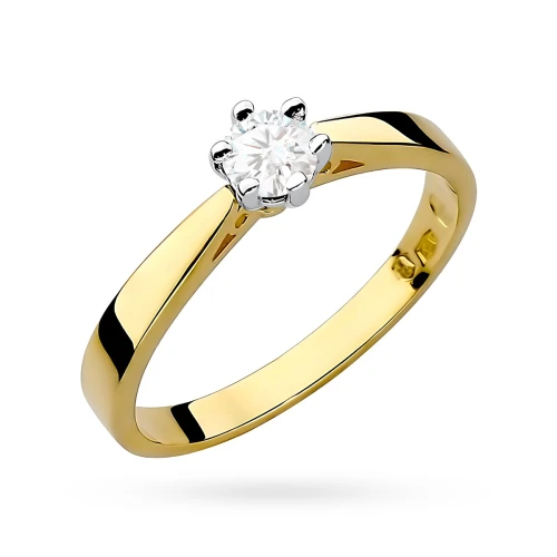 Klasyczny pierścionek zaręczynowy Lab  Diamonds 0,25ct żółte złoto
