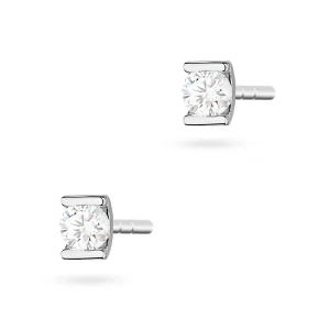 Kolczyki z białego złota z brylantami 0,08ct klasyczne basic