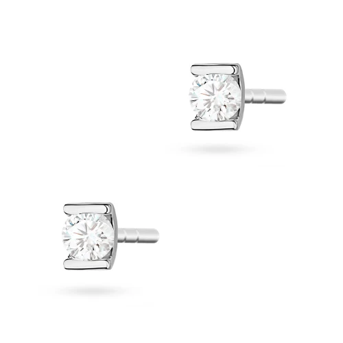 Kolczyki z białego złota z brylantami 0,08ct klasyczne basic