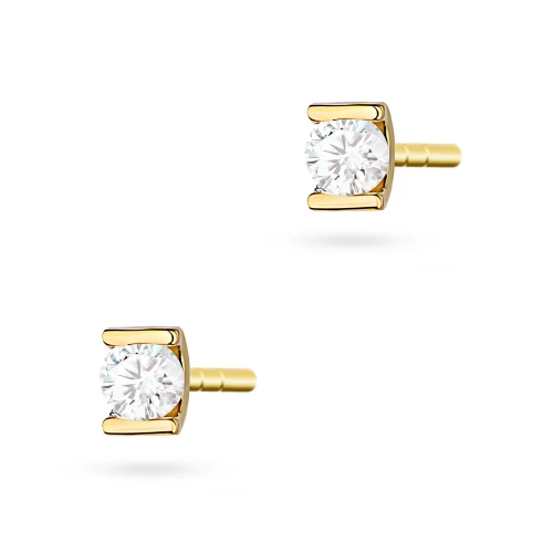 Złote kolczyki brylantami 0,08ct klasyczne basic