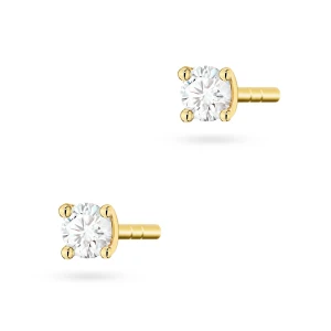 Złote klasyczne kolczyki z brylantami 0,08ct basic