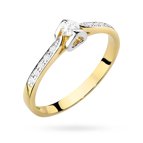 Złoty pierścionek z brylantami 0.15ct 585 Od Serca