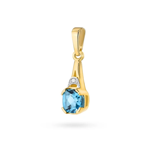 Zawieszka ze złota 585 topaz Swiss kwadratowy i brylant