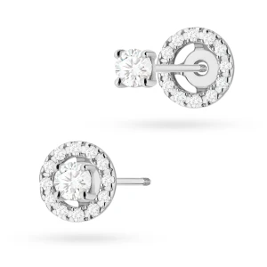 Klasyczne kolczyki z białego złota  z diamentami 2 x 0,10ct sztyft zakręcany