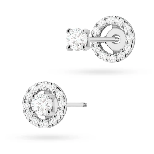 Klasyczne kolczyki z białego złota  z diamentami 2 x 0,10ct sztyft zakręcany