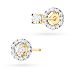 Klasyczne złote kolczyki z diamentami  laboratoryjnymi Lab Diamonds 2 x 0,10ct sztyft zakręcany