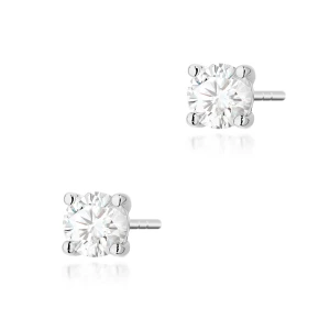 Klasyczne kolczyki z białego złota  z diamentami 2 x 0,50ct