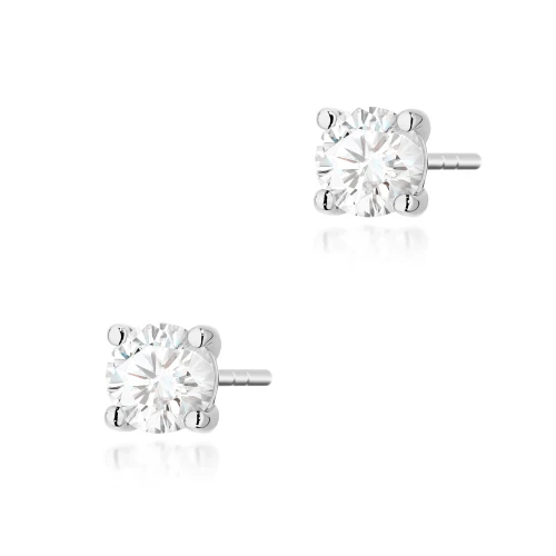 Klasyczne kolczyki z białego złota  z diamentami 2 x 0,50ct