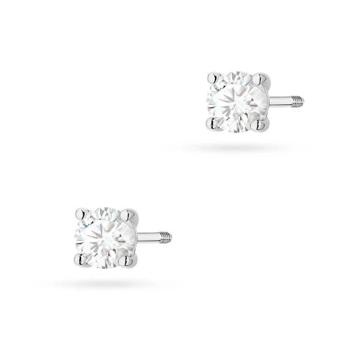 Klasyczne kolczyki z białego złota  z diamentami 2 x 0,30ct sztyft zakręcany