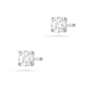Klasyczne kolczyki z białego złota  z diamentami 2 x 0,40ct sztyft zakręcany