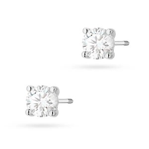 Klasyczne kolczyki z białego złota  z diamentami 2 x 0,70ct sztyft zakręcany