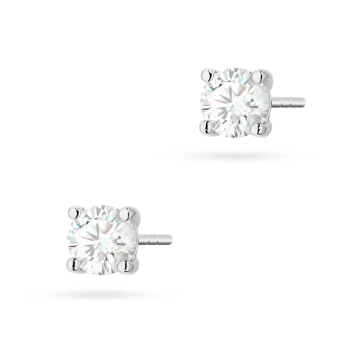 Klasyczne kolczyki z białego złota  z diamentami laboratoryjnymi Lab Diamonds 2 x 0,50ct