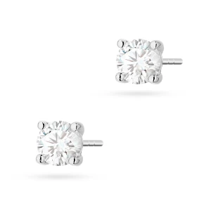 Klasyczne kolczyki z białego złota  z diamentami laboratoryjnymi Lab Diamonds 2 x 0,70ct