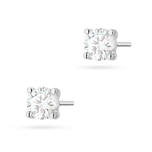 Klasyczne kolczyki z białego złota  z diamentami laboratoryjnymi Lab Diamonds 2 x 0,70ct
