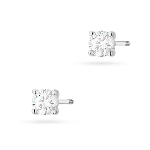 Klasyczne kolczyki z białego złota  z diamentami laboratoryjnymi Lab Diamonds 2 x 0,30ct sztyft zakręcany