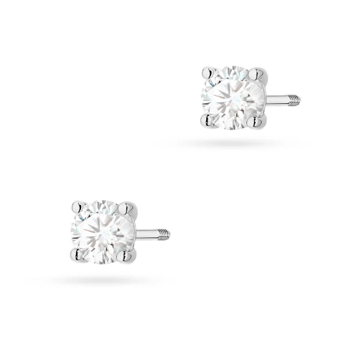 Klasyczne kolczyki z białego złota  z diamentami laboratoryjnymi Lab Diamonds 2 x 0,40ct sztyft zakręcany