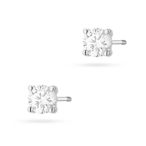 Klasyczne kolczyki z białego złota  z diamentami laboratoryjnymi Lab Diamonds 2 x 0,50ct sztyft zakręcany