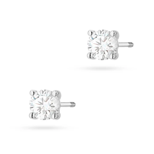Klasyczne kolczyki z białego złota  z diamentami laboratoryjnymi Lab Diamonds 2 x 0,50ct sztyft zakręcany