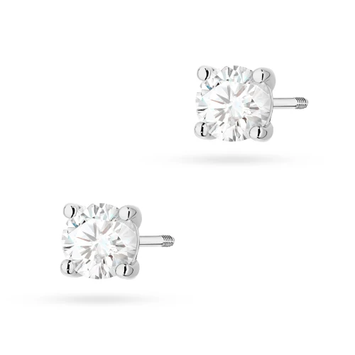 Klasyczne kolczyki z białego złota  z diamentami laboratoryjnymi Lab Diamonds 2 x 0,70ct sztyft zakręcany