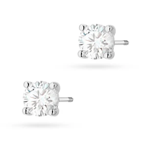 Klasyczne kolczyki z białego złota  z diamentami laboratoryjnymi Lab Diamonds 2 x 1,00ct sztyft zakręcany