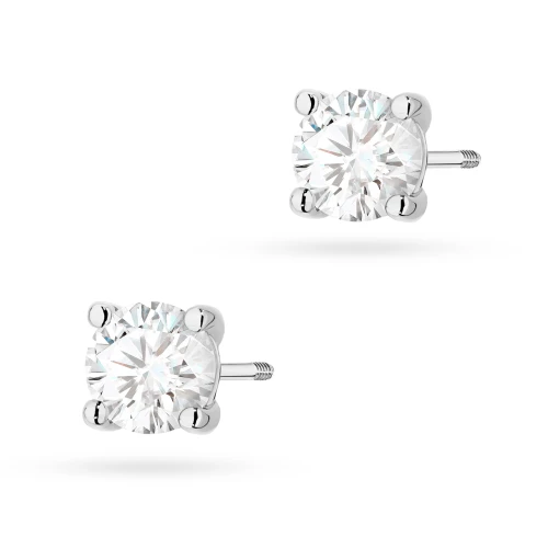Klasyczne kolczyki z białego złota  z diamentami laboratoryjnymi Lab Diamonds 2 x 1,00ct sztyft zakręcany