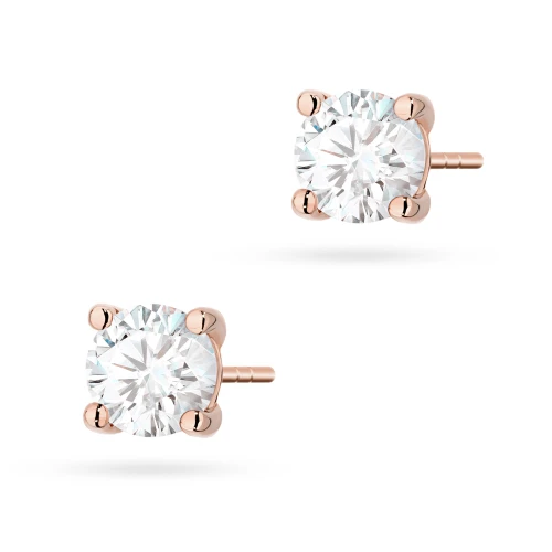 Klasyczne kolczyki z różowego złota z diamentami 2 x 1,00ct
