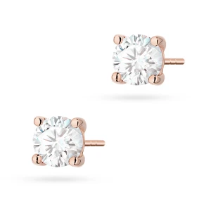 Klasyczne kolczyki z różowego złota  z diamentami laboratoryjnymi Lab Diamonds 2 x 1,00ct