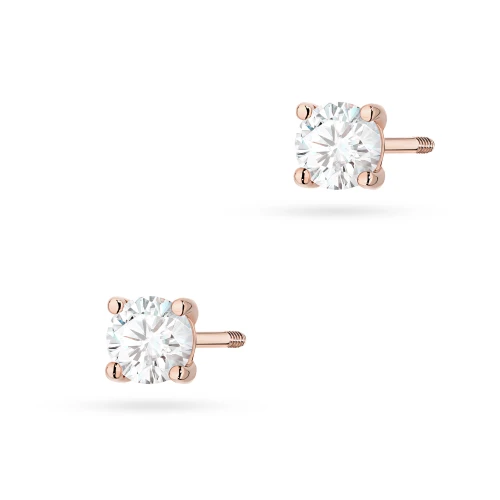 Klasyczne kolczyki z różowego złota  z diamentami laboratoryjnymi Lab Diamonds 2 x 0,30ct sztyft zakręcany