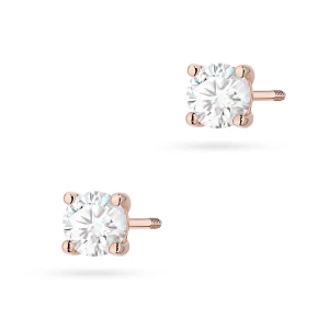 Klasyczne kolczyki z różowego złota  z diamentami laboratoryjnymi Lab Diamonds 2 x 0,50ct sztyft zakręcany
