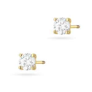 Klasyczne złote kolczyki z diamentami 2  x 0,40ct sztyft zakręcany