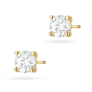 Klasyczne złote kolczyki z diamentami 2  x 1,00ct sztyft zakręcany