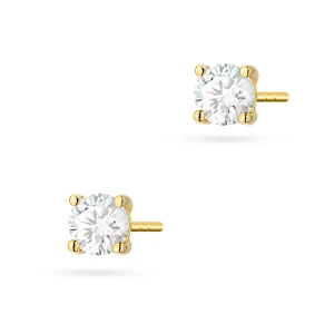 Klasyczne złote kolczyki z diamentami  laboratoryjnymi Lab Diamonds 2 x 0,40ct