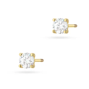 Klasyczne złote kolczyki z diamentami  laboratoryjnymi Lab Diamonds 2 x 0,30ct sztyft zakręcany
