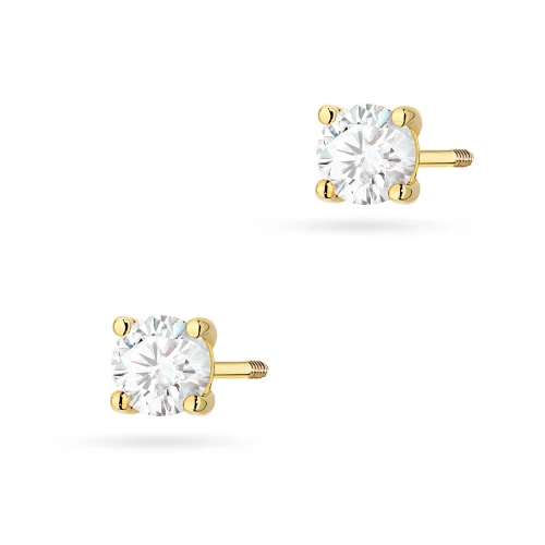 Klasyczne złote kolczyki z diamentami  laboratoryjnymi Lab Diamonds 2 x 0,40ct sztyft zakręcany