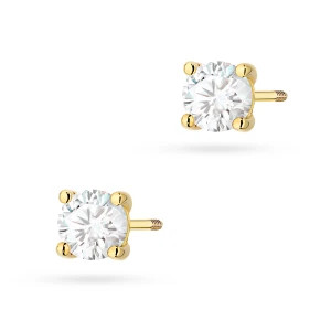 Klasyczne złote kolczyki z diamentami  laboratoryjnymi Lab Diamonds 2 x 0,70ct sztyft zakręcany