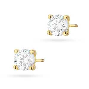 Klasyczne złote kolczyki z diamentami  laboratoryjnymi Lab Diamonds 2 x 1,00ct sztyft zakręcany