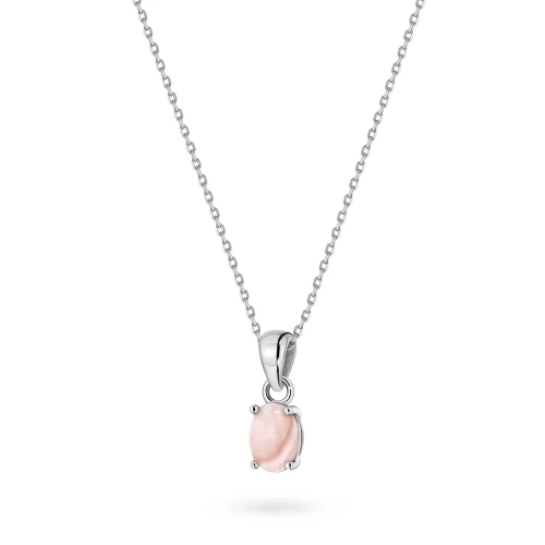Srebrny naszyjnik Queen Conch różowa owalna zawieszka Supreni N1125-925-RS marko