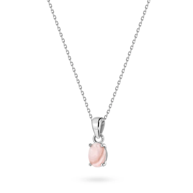 Srebrny naszyjnik Queen Conch różowa owalna zawieszka Supreni N1125-925-RS marko