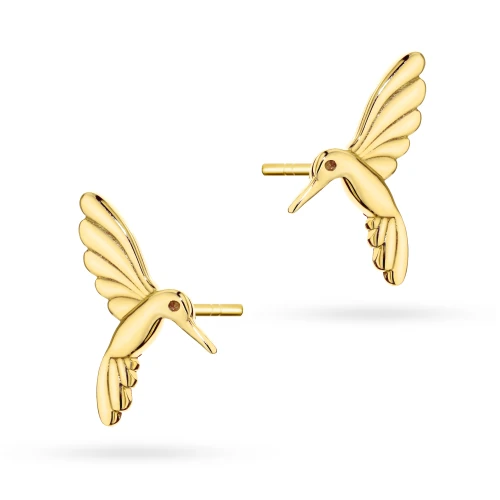 Złote kolczyki na sztyft kolibry Virino K1977-333 marko
