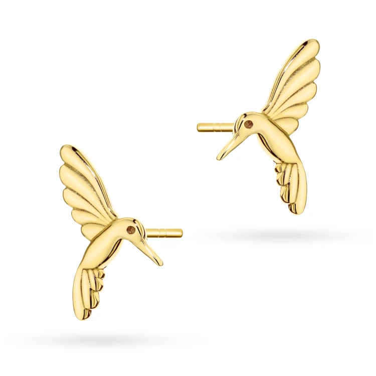 Złote kolczyki na sztyft kolibry Virino K1977-333 marko