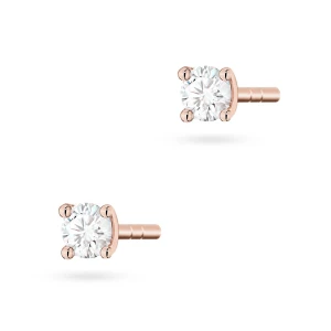 Klasyczne kolczyki z brylantami 0,08ct różowe złoto basic