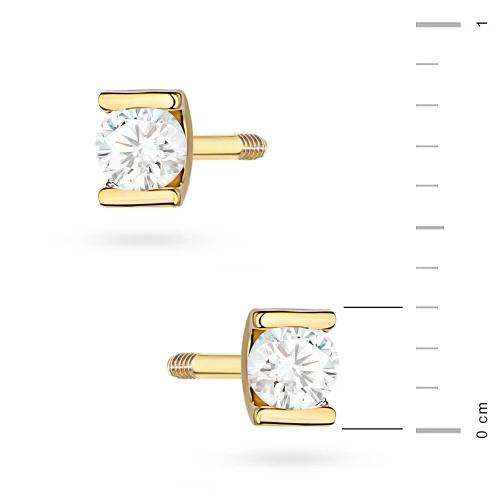 Złote kolczyki brylantami 0,08ct  klasyczne basic na sztyfcie zakręcanym