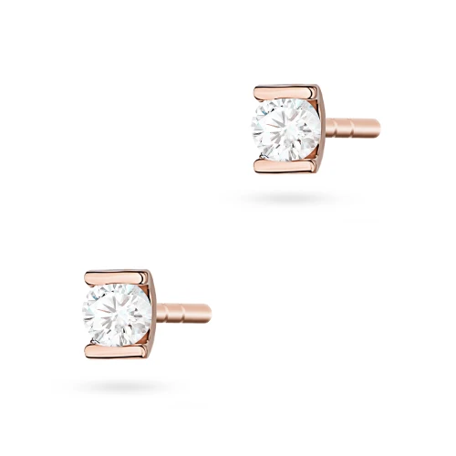 Kolczyki z różowego złota z brylantami 0,08ct klasyczne basic