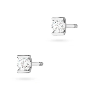 Kolczyki z białego złota z brylantami  0,08ct klasyczne basic na sztyfcie zakręcanym