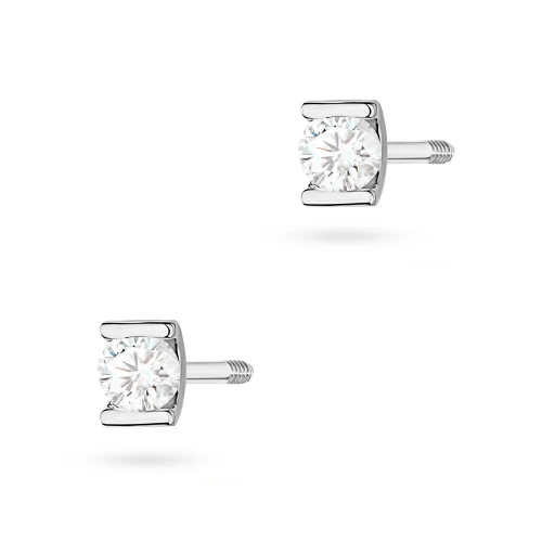 Kolczyki z białego złota z brylantami 0,08ct klasyczne basic na sztyfcie zakręcanym K0055.B3.DIW.02 marko