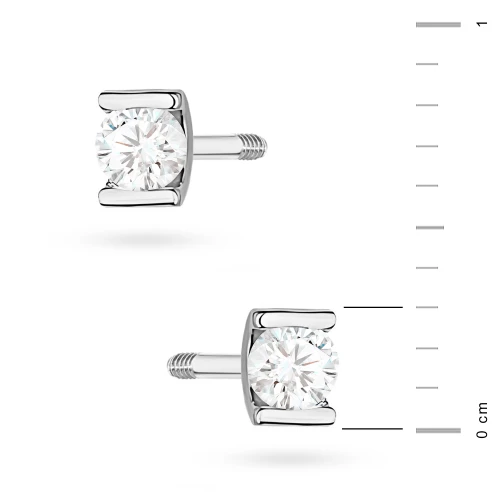 Kolczyki z białego złota z brylantami  0,08ct klasyczne basic na sztyfcie zakręcanym