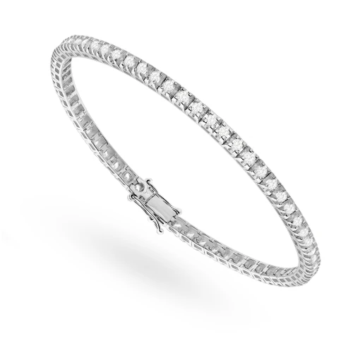 Bransoletka tenisowa z białego złota  z diamentami laboratoryjnymi Lab Diamonds