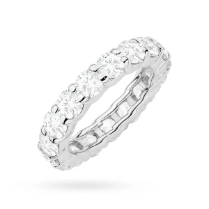 Pierścionek z białego złota z diamentami laboratoryjnymi dookoła obrączka Lab Diamonds